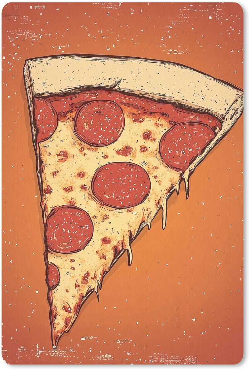 Muismat 18x27 cm - Mousepad Pizza - Kaas - Rood - Pepperoni - Muismatten