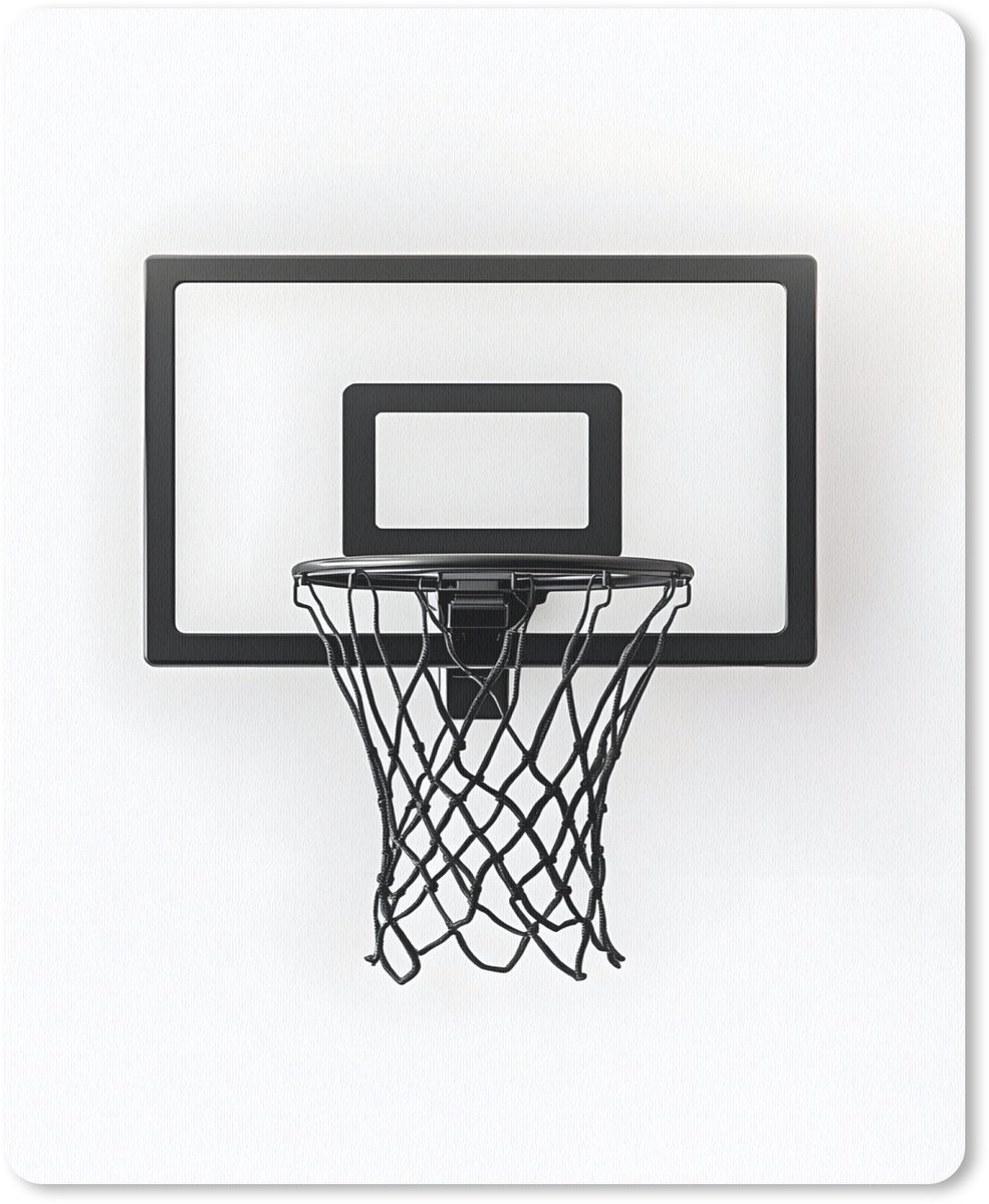 Muismat 19x23 cm - Mousepad Basketbalbord - Minimalistisch - Zwart - Muismatten