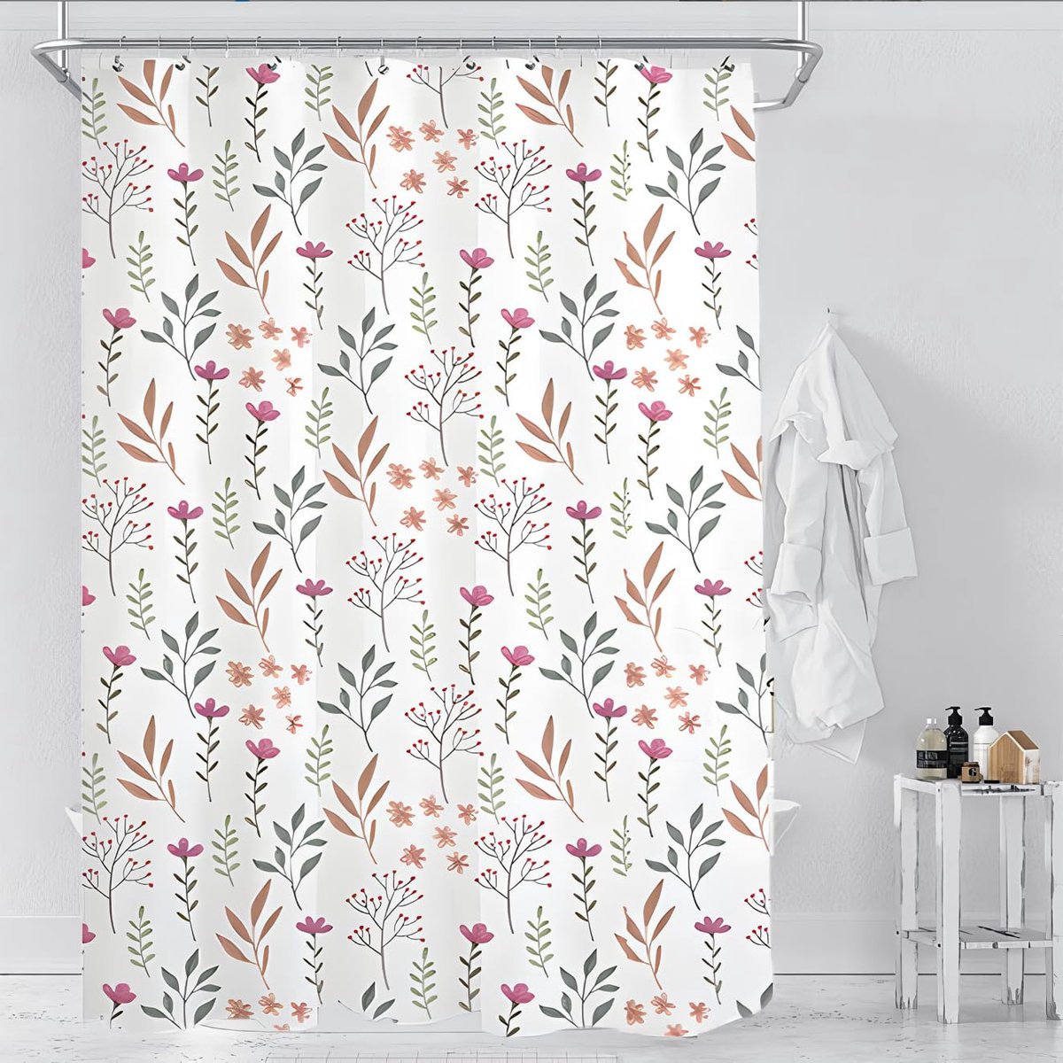Ibenzoa® Wit en Geel Bloemen Douchegordijn 180x180 cm Schimmelbestendig en Waterdicht Design