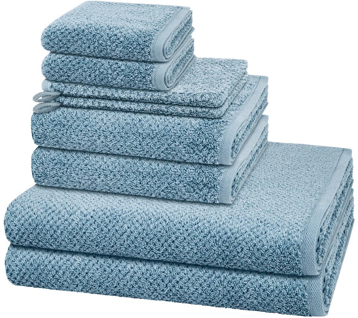 Cawö Sonstiges 2 X washandjes 2 X gasten- 2 X douche- 2 X handdoek - in set 8 pack Pure