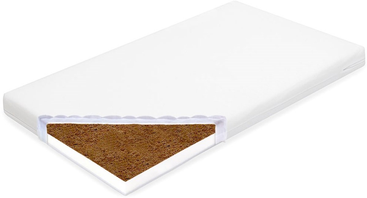 New Baby - Babymatras - Kokosmatras 120x60x7 cm wit met polyurethaanschuim - kindermatras - hypoallergeen - anti-allergisch - wiegmatras - luchtcirculatie
