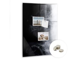 Tulup Glassboards - Rook Magneetbord - 40 cm x 60 cm - Zwart en wit Foto Magneetbord - Gratis 5 Sterke Magneten - Moderne Wanddecoratie - Memobord Glas - Magnetisch Bord Kind - Notitiebord Werkplek - Memo Bord