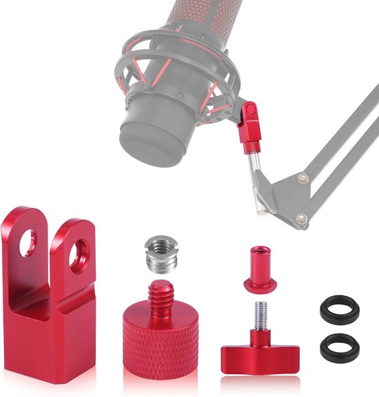 Foto: Microphone mount adapter metal 3 8 1 4 screw adapter compatibel met hyperx quadcast microfoonstandaard vervangende microfoonarm accessoire rood