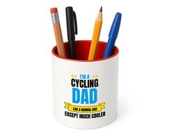 Hacebo® - I'm a cycling dad Pennenbakje - Vader - papa - pennenhouder - vaderdag cadeautjes - verjaardagscadeau - gift - kado - Pennenbakje rood