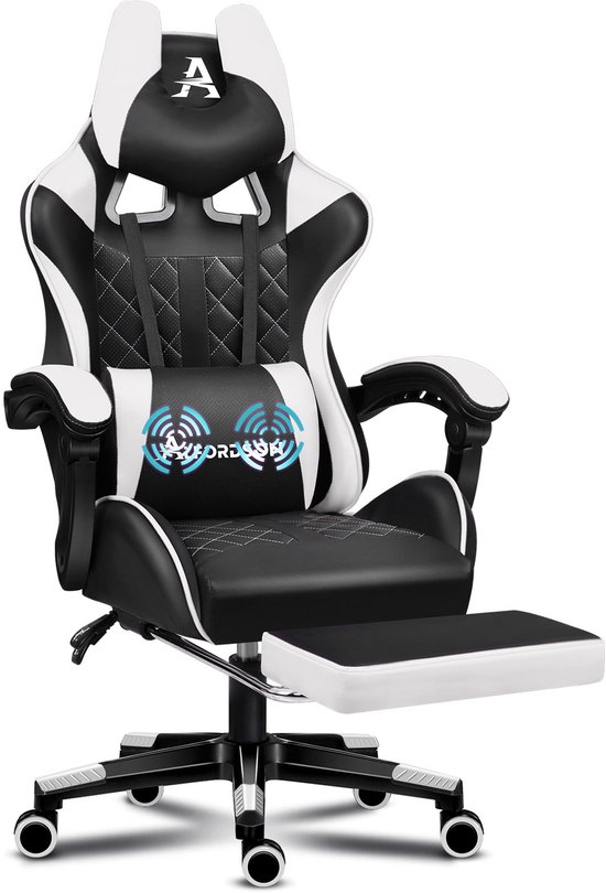 ALFORDSON Gaming-Stoel met Voetsteun en Lendensteun Wit - ALFORDSON - €119,99