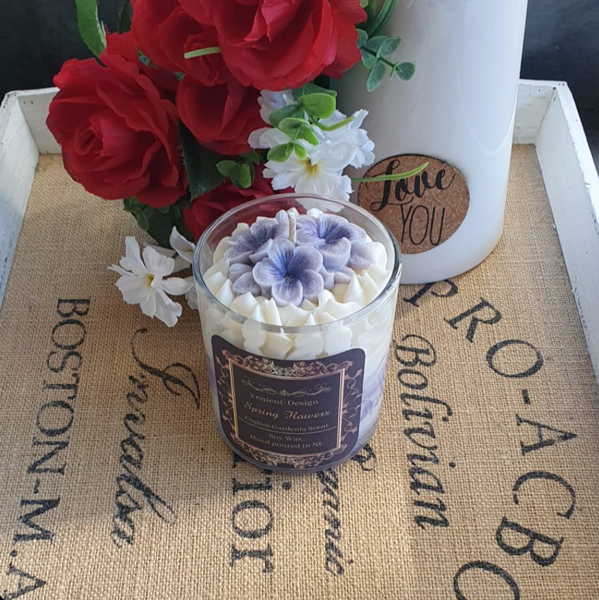 Spring Flowers Candle - Handmade by Venient Design