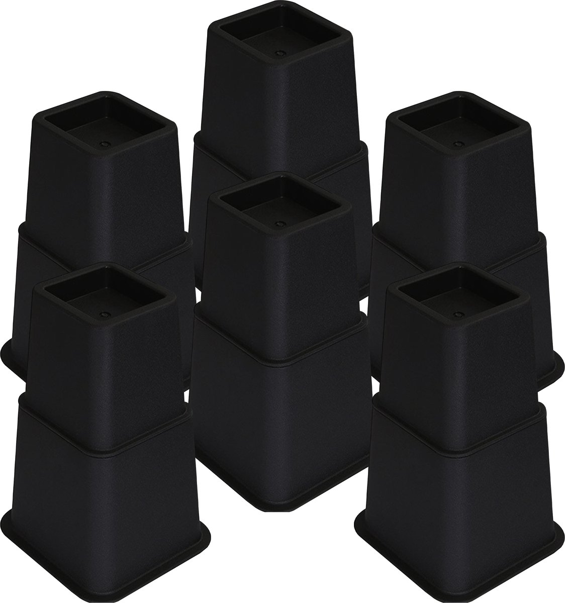 JustValue Verstelbare Meubelverhoger set - Geschikt voor 6 Poten - 8, 11, 20 cm - Max. 600 kg - Modern Zwart Design - Stoelverhogers - Bedklossen