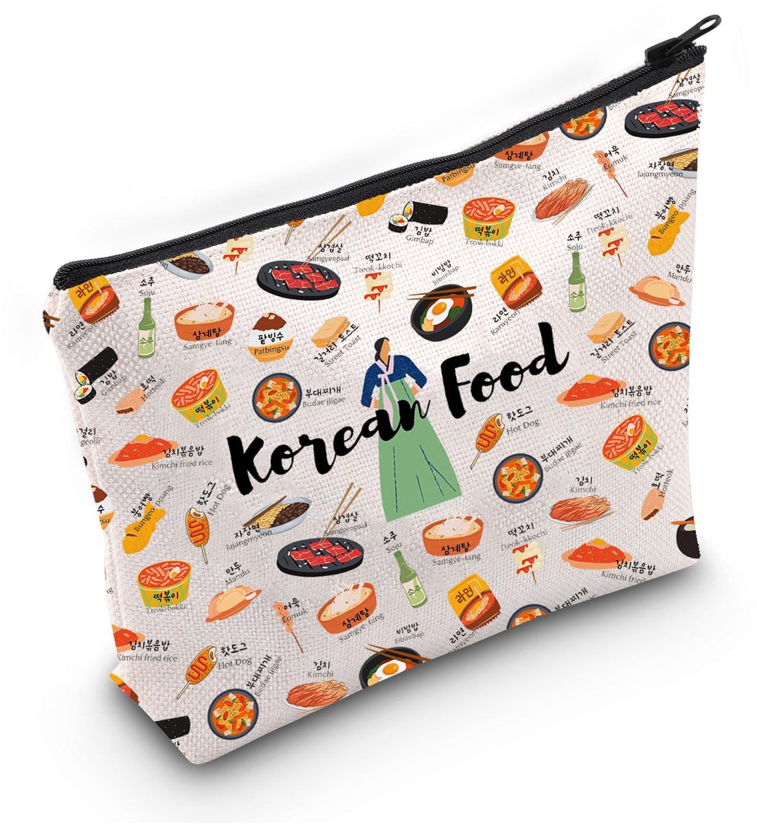 Korean Kitchen Gift Korean Food Makeup Bag Korean Cosmetic Bag Korea Culture Lover Gift, Korean Food Bag