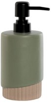 Item International Zeeppompje / Dispenser Artistic - kunststeen - donkergroen - 8 x 18 cm - 300 ml - badkamer/keuken accessoires