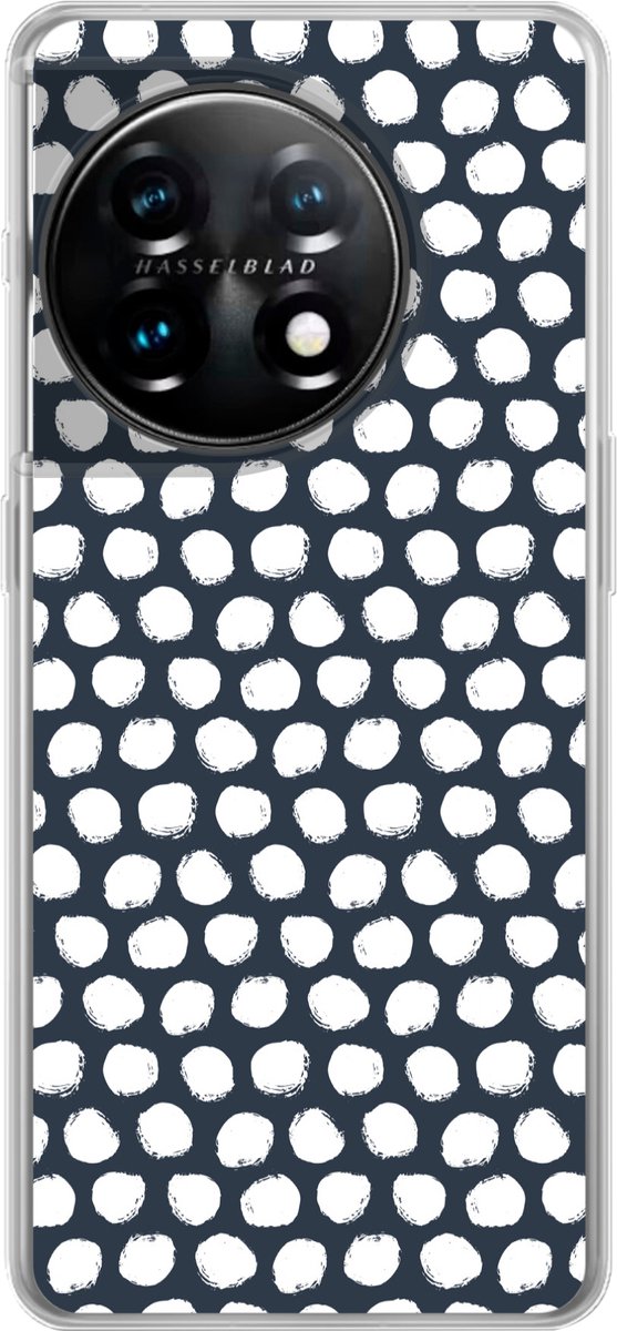 Telefoonhoesje Geschikt voor OnePlus 11 hoesje - Stip - Patroon - Wit - Siliconen Telefoonhoesje Telefoonhoesje