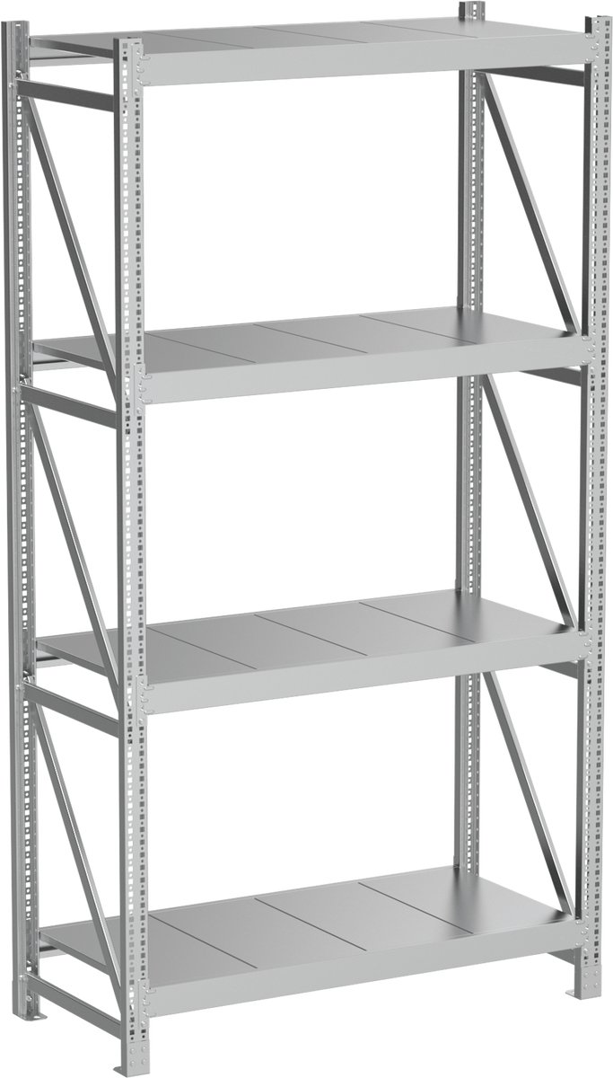 Povag Stellingkast metaal - Opbergrek - 200x110x50 cm - 300 kg per legniveau - 4 legniveaus