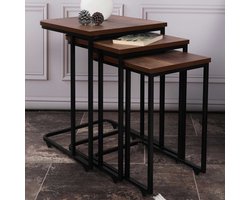 Skye Decor, Bijzettafelset (3 stuks), Ce Metal Zigon - 9401, Metaal, Walnoot & Zwart, 48,8 cm