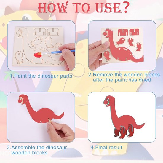 22 Stuks Houten Dinosaurus Knutselsets Voor Kinderen Creatief 