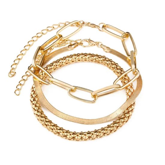 Bracelet Sorprese - Eleganza - Or - Acier Goud - Bracelet Femme - 3 Pièces - Modèle O