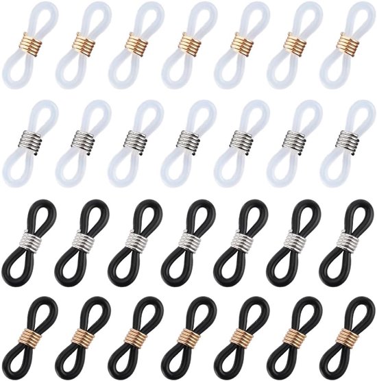 Foto: 1 box 120pcs eyeglasses strap ends kleine eyeglas chain connector sport spectacle end silicone adjustable anti slip rubber connectors voor brilhouder loop chain necklace