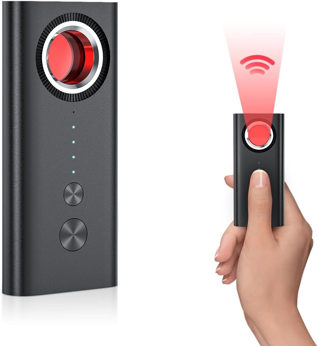 Camera detector - camera - spy camera - Verborgen camera detector - Tegen spionage detector - Verborgen apparaat - Spionagecamera - Auto GPS tracker detector - 5 niveaus gevoeligheid - Voor thuis, kantoor, reizen en auto (200 mAh)