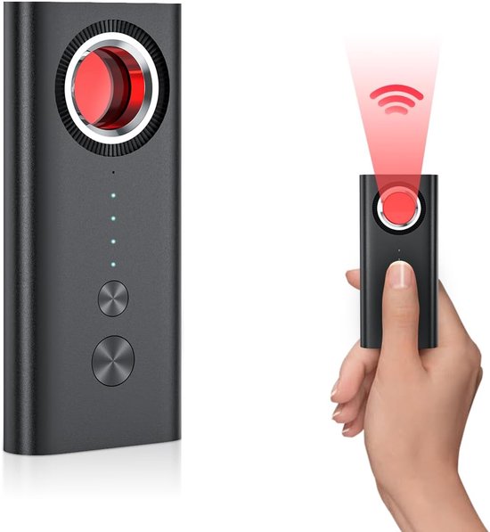 Camera detector - camera - spy camera - Verborgen camera detector - Tegen spionage detector - Verborgen apparaat - Spionagecamera - Auto GPS tracker detector - 5 niveaus gevoeligheid - Voor thuis, kantoor, reizen en auto (200 mAh)