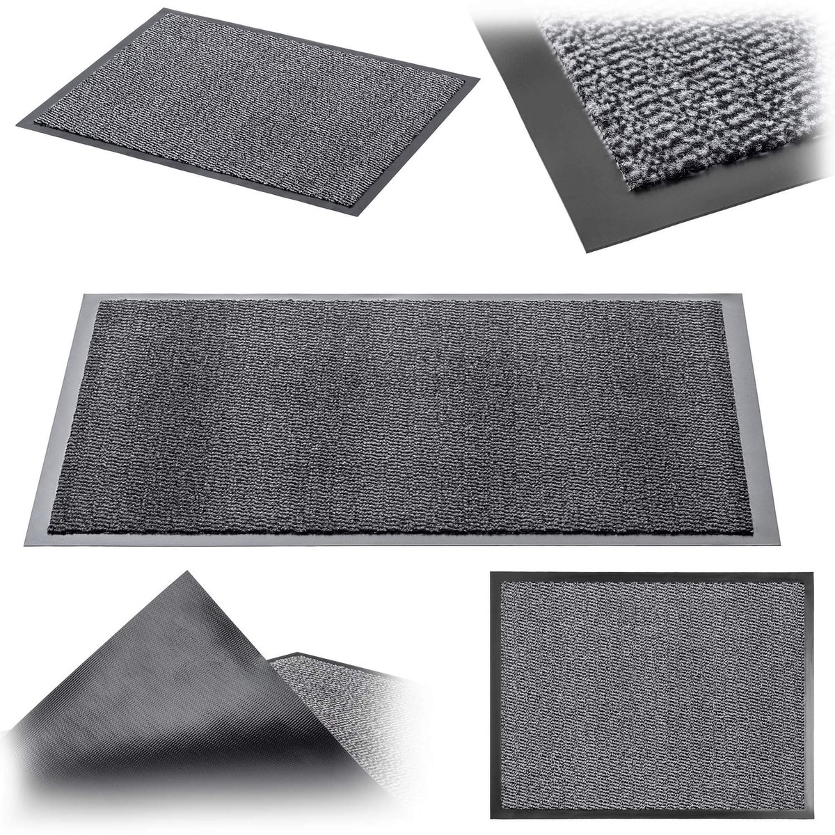 KADAX Antislip vuilvangmat, deurmat voor binnen en buiten, deurmat voor entrees en voordeuren (grijs, 80 x 120 cm)