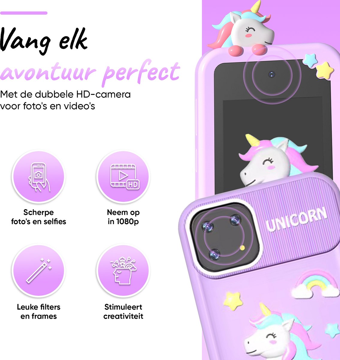 BP® Speelgoed Telefoon Paars - Kindertelefoon - Kindercamera - Educatief Speelgoed 3 Jaar - Kinder Telefoon - Nederlandse Instellingen - 22 Kindvriendelijke Offline Apps - Educatieve Spellen - Inclusief 32 GB SD Card — afbeelding 4