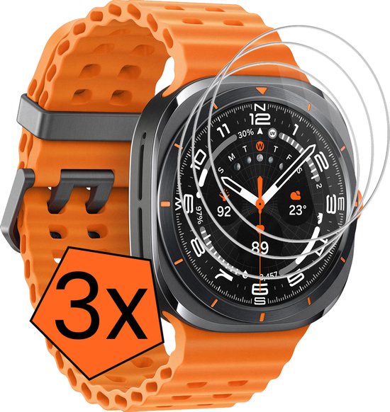 Screenprotector - 3 Stuks - Geschikt voor Samsung Galaxy Watch Ultra - Sterk & Shockproof - Tempered Glass - Gehard Glas - Beschermglas Screen - Bescherm Protector - Cover voor Smartwatch