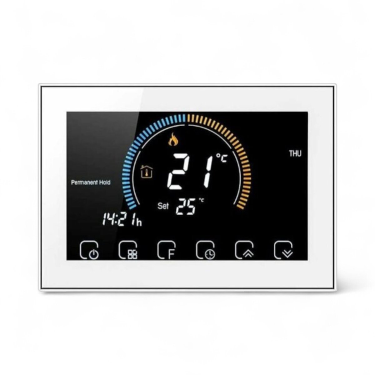 Wifi Thermostaat | Inbouw | Wifi | App bediening | 4 draads installatie | Verwarmen | Programmeerbaar schema | Wit vierkant design