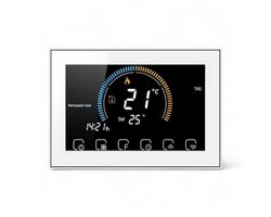Wifi Thermostaat | Inbouw | Wifi | App bediening | 4 draads installatie | Verwarmen | Programmeerbaar schema | Wit vierkant design