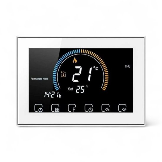 Thermostat intégré intelligent | Fonctionnement de l'application | Chauffage au sol électrique | Panneaux infrarouges | Carré | Blanc| 16 ampères |4 fils | 90-240v