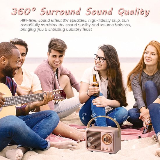 Retro bluetooth luidspreker - vintage luidspreker met klassieke antieke stijl - luid volume - draadloze Bluetooth 5.0-verbinding - bluetooth luidsprekers boxen - groente van Merkloos — afbeelding 5