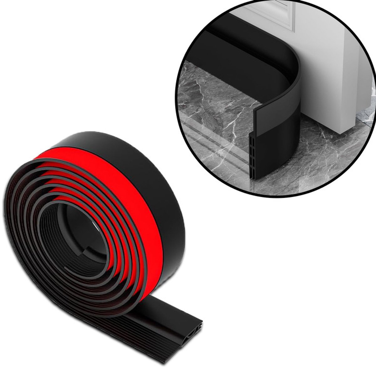 JeiibrZui Zelfklevende Borstelrubber - Deurrubber onderzijde - Tochtstopper PVC - 100 cm, 1 Stuk - Zwarte Tüürabdichting