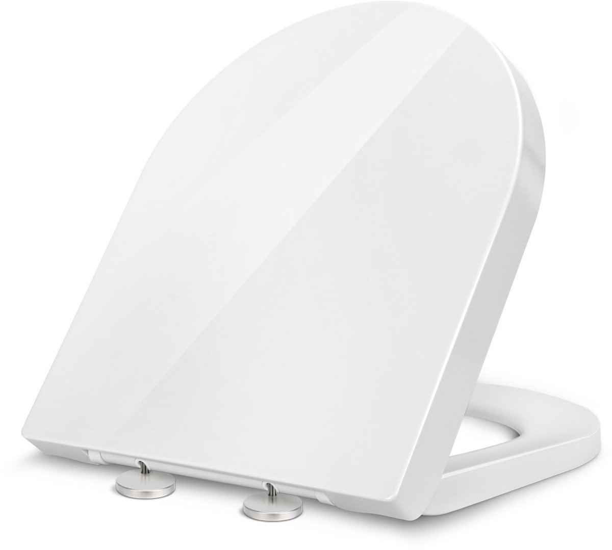 Ibenzoa® Premium D-vormige toiletbril met softclose en Quick-Release voor eenvoudige reiniging, wit
