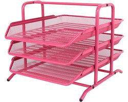 Brievenbak, raster, 3 niveaus, krasvast, stapelbaar, insteek aan de voorzijde, lengteformaat. Roze
