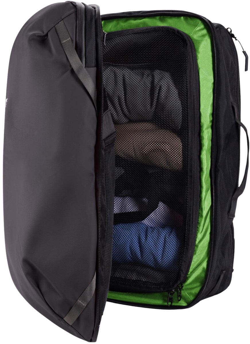 COR Surf Travel Backpack, handbagagerugzak in toegestane handbagagegrootte, waterdichte ritsen, geheime compartimenten, ergonomische schouderbanden, laptoprugzak - The Island Hopper, 40L, zwart