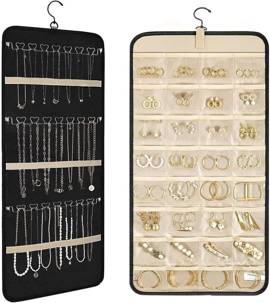 Sieradenstandaard Voor Het Organiseren Van Halskettingen, Armbanden En Oorbellen Multifunctionele Houten En Metalen Houder Met Dizain