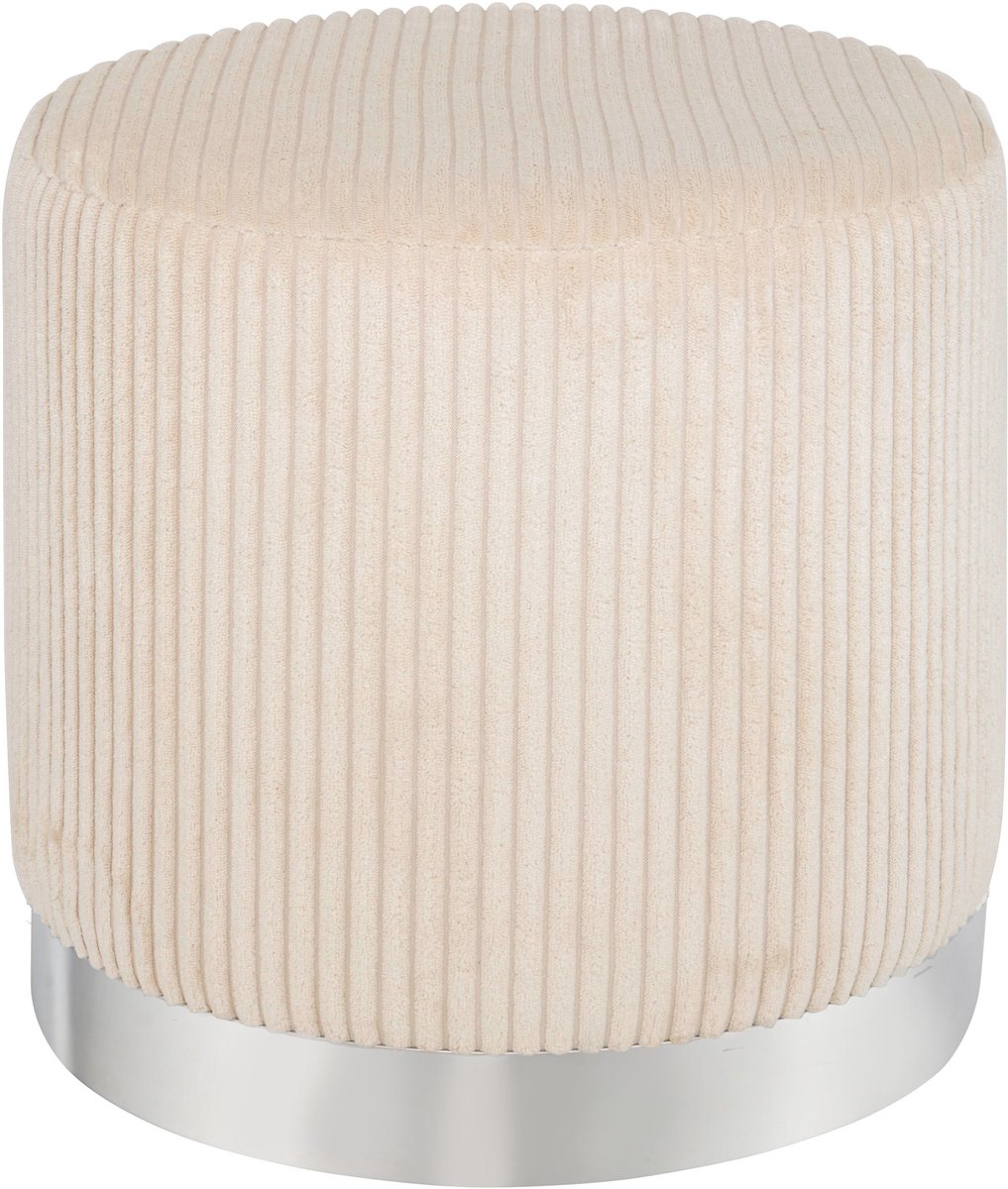 Atmosphera Sylia Corduroy Poef - Ø38xH38cm - Ivoor Ivoire