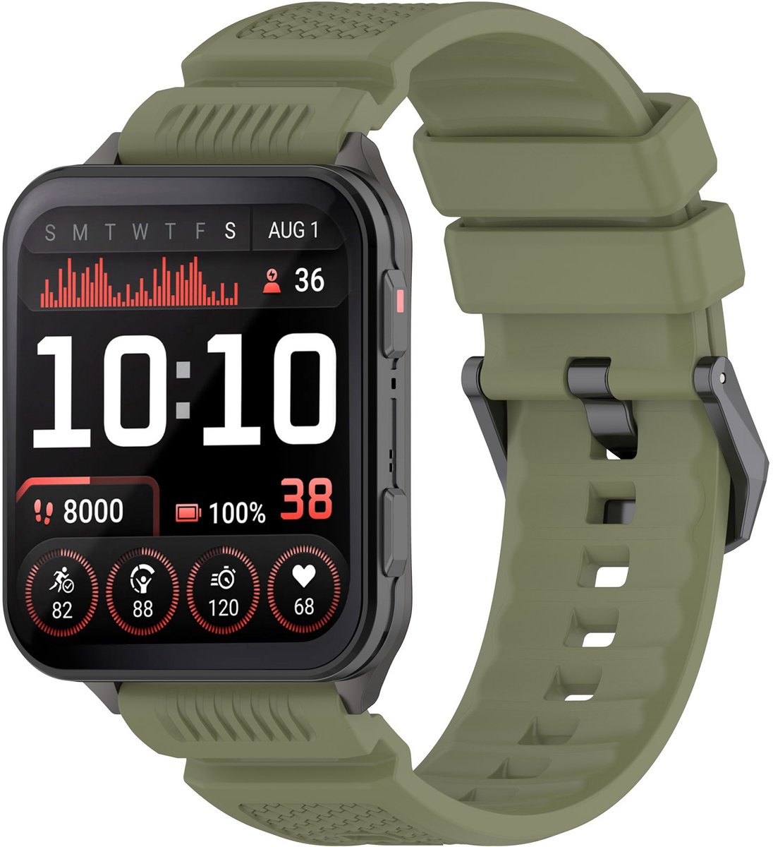 Strap-it Siliconen bandje met gespsluiting - geschikt voor de Garmin Venu X1 (legergroen)