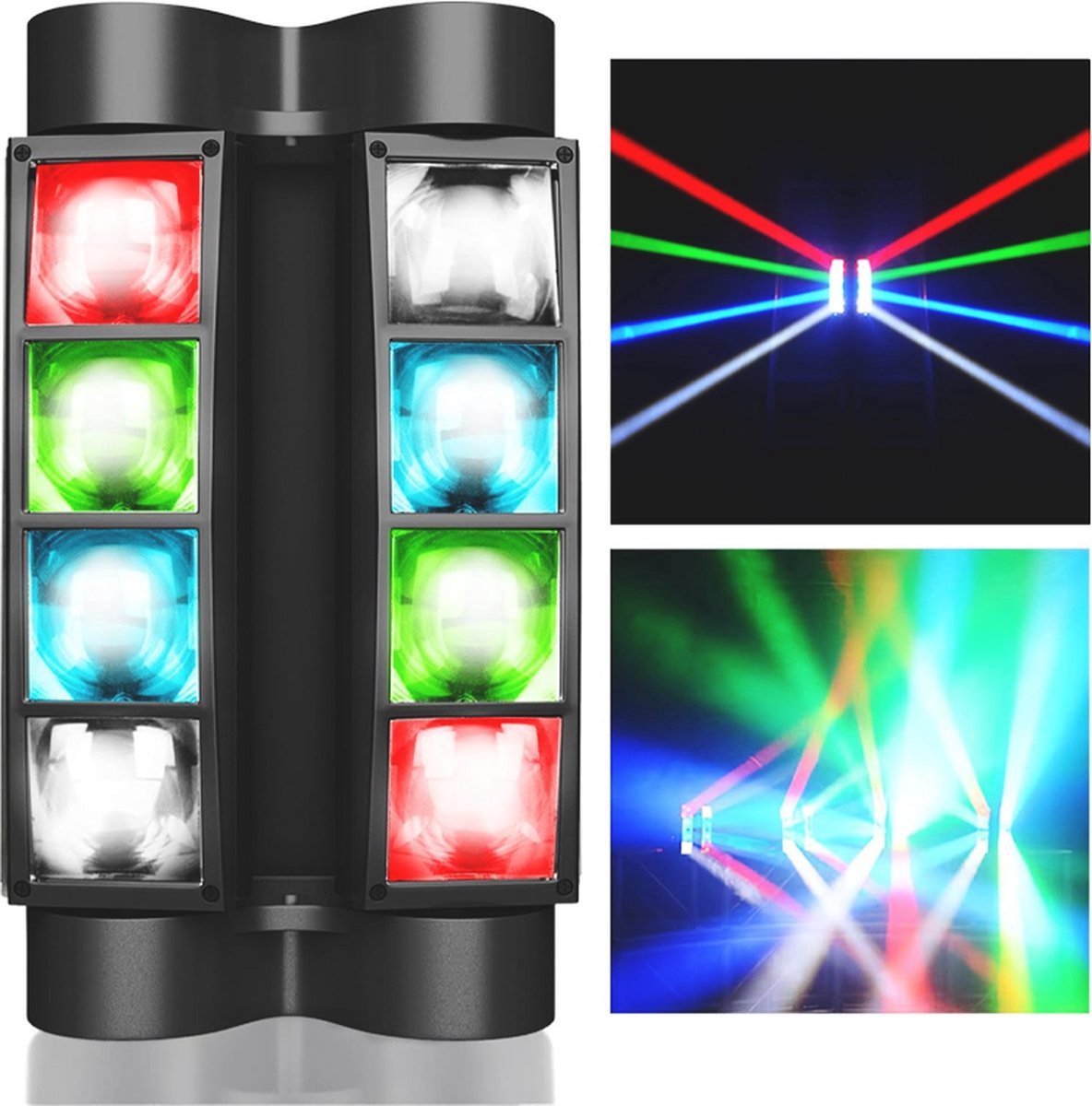 Thuys – RGBW Podiumlicht – Met 8 x 3W LED - Roterende Spraakgeactiveerde – Disco Verlichting