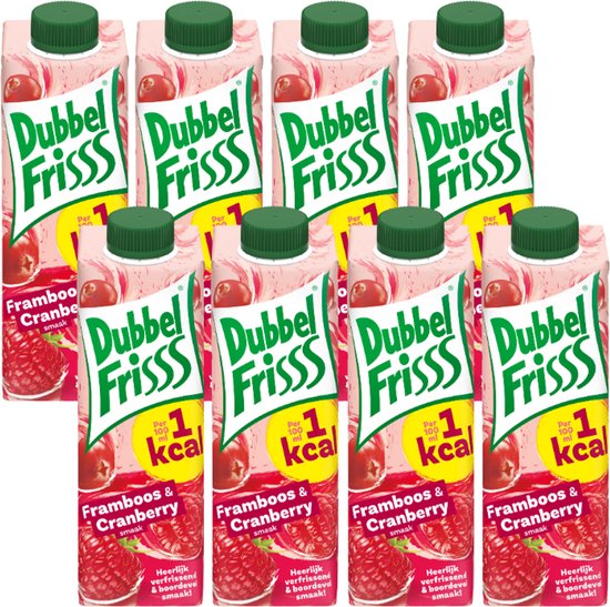 Dubbelfrisss - Frisdrank - Framboos-Cranberry - 1KCAL - 8 x 0,35L