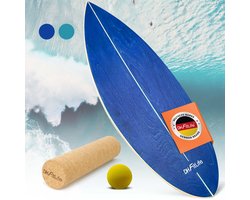 DH FitLife Houten Balance Board met Rocker Vorm – Balansbord voor Kinderen & Volwassenen – Indoor Fitness & Core Training, Blauw