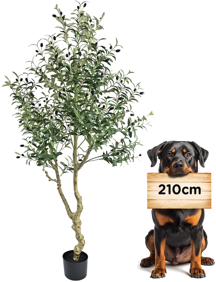 Crafity Kunstmatige Olijfboom 210cm Kunstplant Net als Echt Weelderige Kunstplanten Olijfboom Decoratie Kunstboom voor Woonkamer Slaapkamer Kantoor