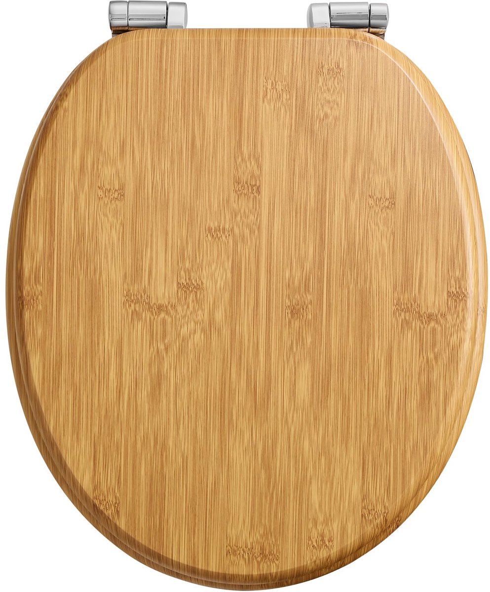 Ibenzoa® Houten toiletdeksel met slow-close mechanisme en metalen scharnieren voor stille sluiting