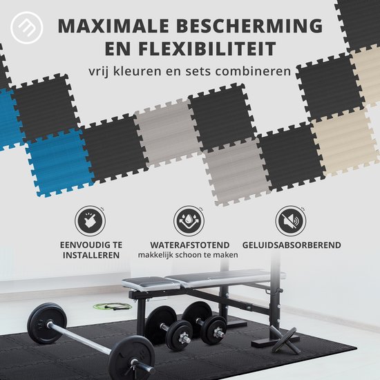 Tapis de protection de sol Bemaxx, carrelages en mousse souple, tapis en mousse emboîtables - 18 pièces, tapis puzzle en mousse EVA | Tapis de Protection de sol, Set de tapis de sport puzzle , Tapis de protection de sol de Sport - Blauw