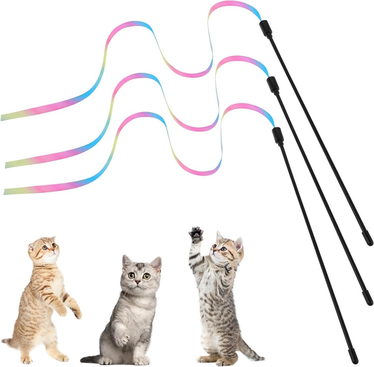 Cobee Interactief lint String Speelgoed voor Kittens, 4 Pack Kleurrijke Kat Regenboog Wand Speelgoed voor Spelen & Training Oefening Cobee Interactief lint String Speelgoed voor Kittens, 4 Pack Kleurrijke Kat Regenboog Wand Speelgoed voor Spelen & Training Oefening