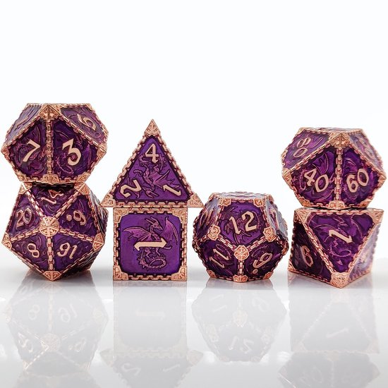 Ensemble de dés Joya Kids® Dungeons and Dragons | Set de Dés DnD Polydice | Ensemble de dés D&D | Ensemble de 7 dés en Métal | Coffre de rangement de Luxe inclus | Dés en métal Dés