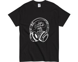 Muziek T Shirt Dames Heren - Life Sounds Better with Music Quote - DJ's, Muzikanten en Muziekliefhebbers - Zwart - M