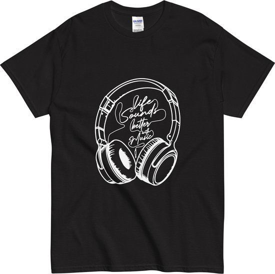 T-shirt Musique Femme Homme - La Life sonne mieux avec une citation musicale - DJ, musiciens et mélomanes - Zwart - M