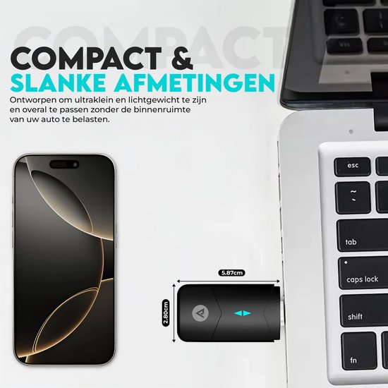 Vendar® PRO Mini 2-in-1 Car Dongle - CarPlay Dongle - Android Auto Dongle - Draadloos CarPlay & Android Auto - Zwart van Vendar — afbeelding 5