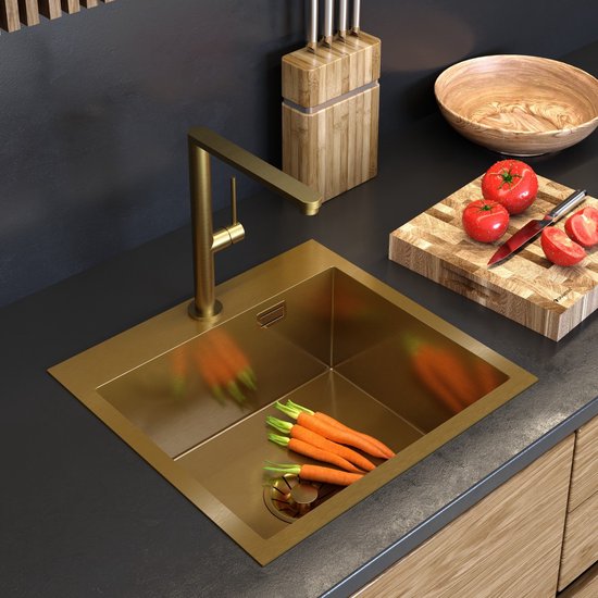 Stalen spoelbak Fin Black - Rea