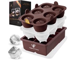 Neighbour's Friend XXL Ijsblokjesvorm met Deksel, Ijsblokjesvormen Rond, XXL Ijsblokjes vorm voor Whisky, Rum en Cocktails, 6 x Grote Ijsblokjes, Duurzame Platina Siliconen Ijsblokjesvorm, Vaatwasserbestendig