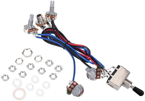Foto: Allecto plus elektrische gitaar bedrading set 2 weg schakelaar 500k 2t2v en jack vervanging voor les paul lp gitaar