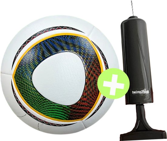 Twins2ball - Jabulani bal + POMP & NAALD - voetbal trainingsmateriaal - Jubalani - maat 5 - voetbal - Jubalani voetbal - voetbal spullen